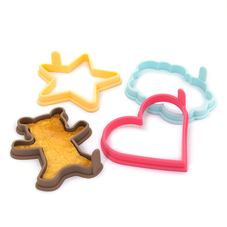 STIRLEX Silicone Pancake Molds for Heart, Star, Teddy Bear, Cloud Shape Pancakes, Set of 4, Premium Nonstick Pancake Shaper for Kids, Pancake Maker M