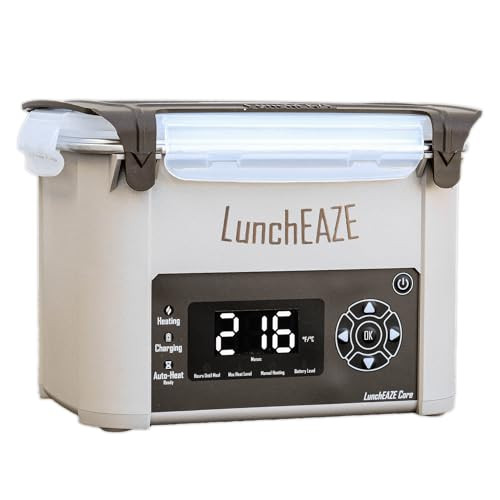 LunchEAZE Core Gen 2 Cordless Heated & Electric Lunch Box  Battery-Powered, 4-Cup Capacity, 220°F, Automatic Scheduled Heating for Hot Meals Anywher