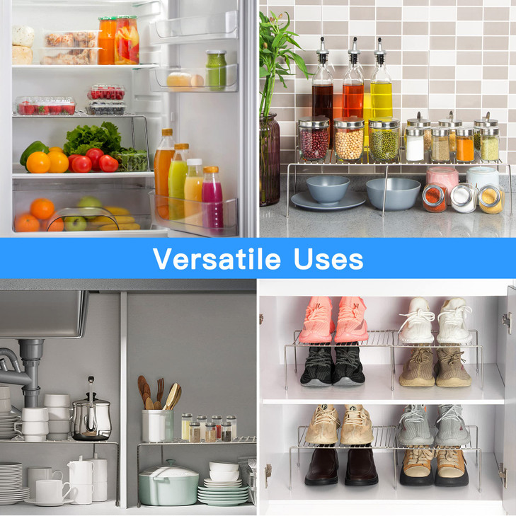 Tomorotec Space-Saving Stainless Steel Storage Rack, 12.8-22.8 in, Silver, Easy to Install, Versatile Design