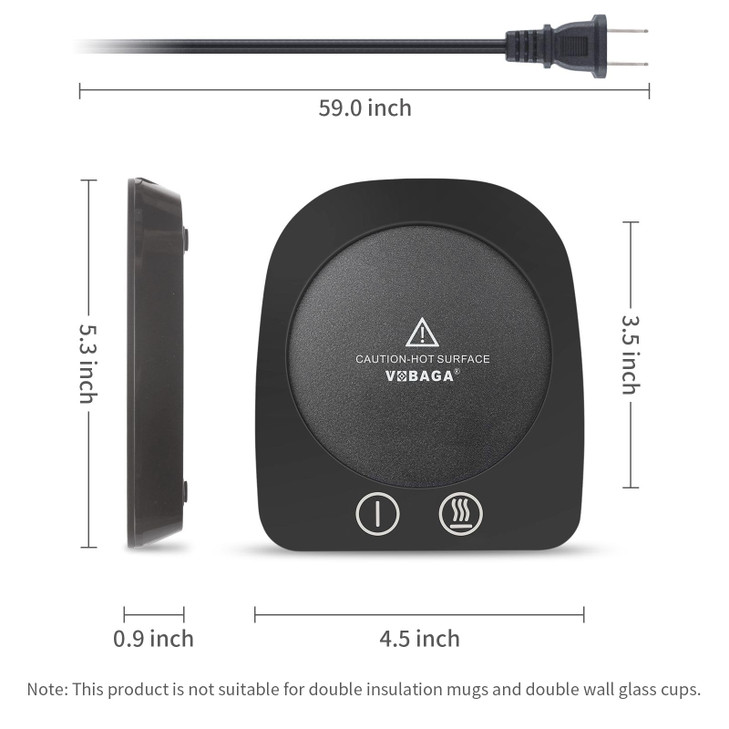 VOBAGA Mug Warmer& Coffee Mug Warmer for Office Desk Use, Candle Warmer with Three Temperature Settings, Coffee Warmer Plate for Cocoa Tea Water Milk