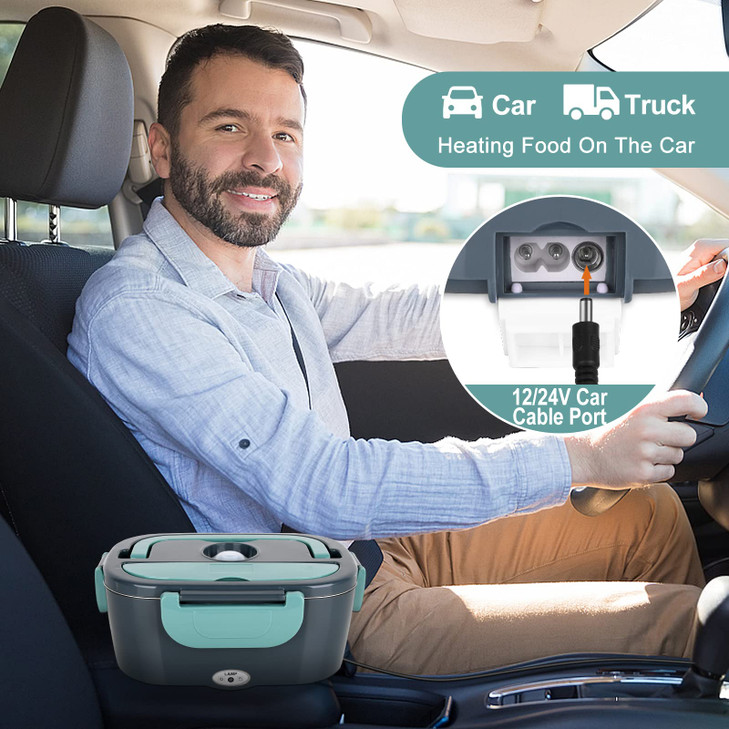 Herrfilk Electric Lunch Box Food Heater, 3 in 1 Ultra Quick Heated Lunch Boxes for Adults, 12V/24V/110V Portable Food Warmer for Car/Truck/Office Wit