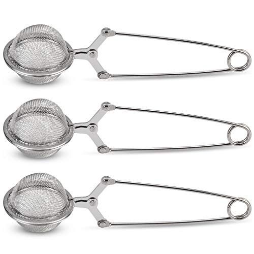Snap Ball Tea Strainer, JEXCULL 3 Pack Premium Stainless Steel Tea Strainer with Handle for Loose Leaf Tea Fine Mesh Tea Balls Filter Infusers (Norma
