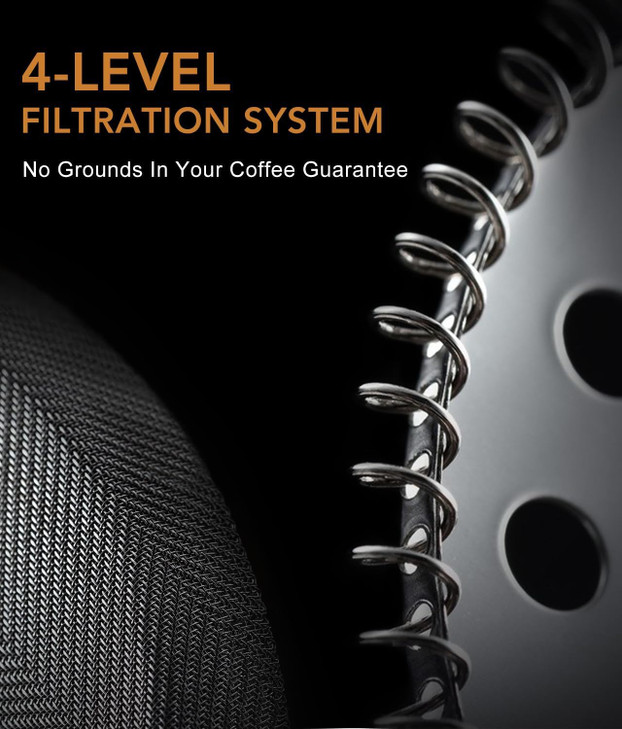 French Press Coffee Maker -34oz Classic Coffee Press Heat-resistant Borosilicate Glass Coffee Pot with 4-Level Disassemble Filters, Portable Cold Bre