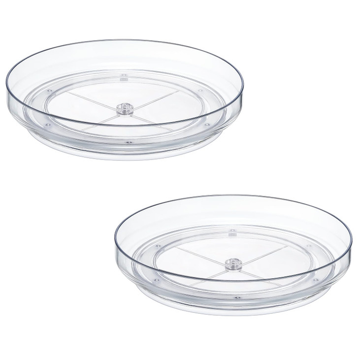 2 Pack 9 Inch Clear Acrylic Lazy Susan, Non-Skid Turntable Organizer for Cabinet, Kitchen, Pantry Organization Storage, Refrigerator, Vanity Makeup,