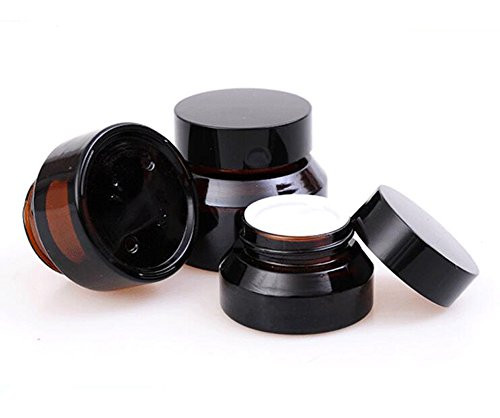 15g Gram 15ml(0.5 OZ) Amber Glass Empty Refillable Inclined Shoulder Cosmetic Jars Empty Face Cream Lotion Lip Balm Storage Container Cream Jar Pot B