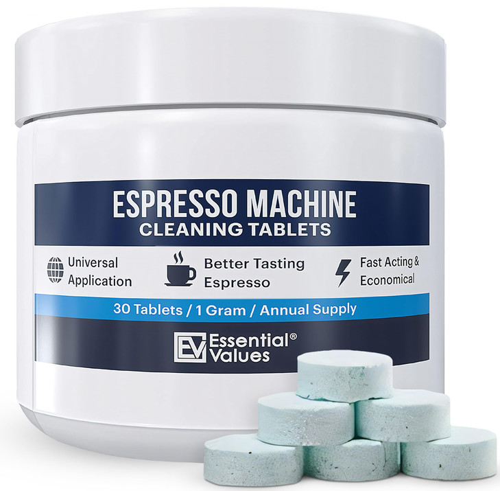 Essential Values Espresso Machine Cleaning Tablets (30 Tablets), Compatible with Breville Barista Express, Gaggia, Delonghi, Jura, Philips - Universa