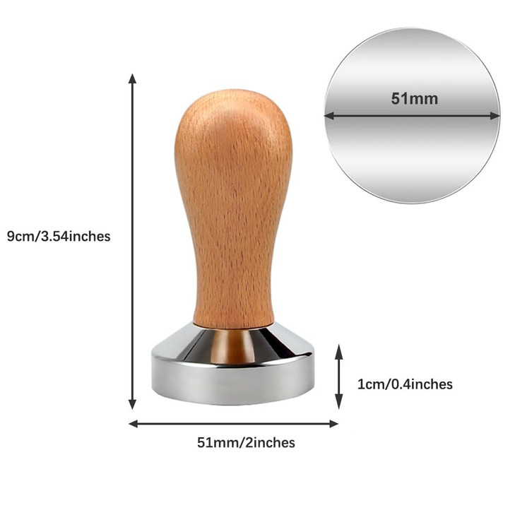 51mm Espresso Tamper with Wooden Handle, Coffee Tampers for Barista, Cafe