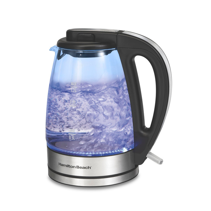 Hamilton Beach 1.7L Electric Kettle, Water Boiler & Heater, LED Indicator, Built-In Mesh Filter, Auto-Shutoff & Boil-Dry Protection, Cordless Serving
