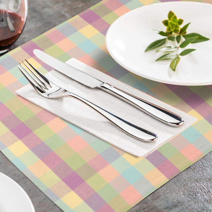 Urban Villa Easter Placemats100% Cotton Fused Table Placemats 14''x 20'' Over Sized Set of 6 Easter Colors Buffalo Check Plaid for Every Day Use Part