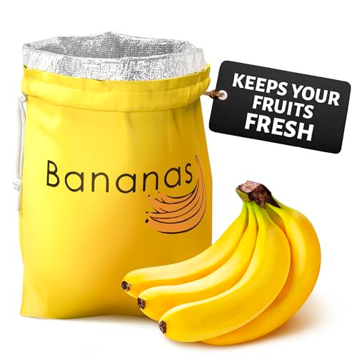 Banana Storage Bag with Aluminum Lining - 13.7x11" Banana Bags to Keep Bananas Fresh Longer, Nylon Banana Keeper to Prevent Ripening, Reusable Banana