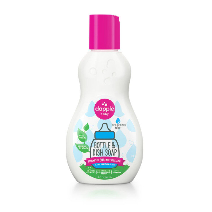 Dapple Baby Bottle Soap & Dish Soap Baby, Fragrance Free, Plant Based Dish Liquid for Dishes & Baby Bottles - Hypoallergenic Soap, Liquid Soap, 30 Fl