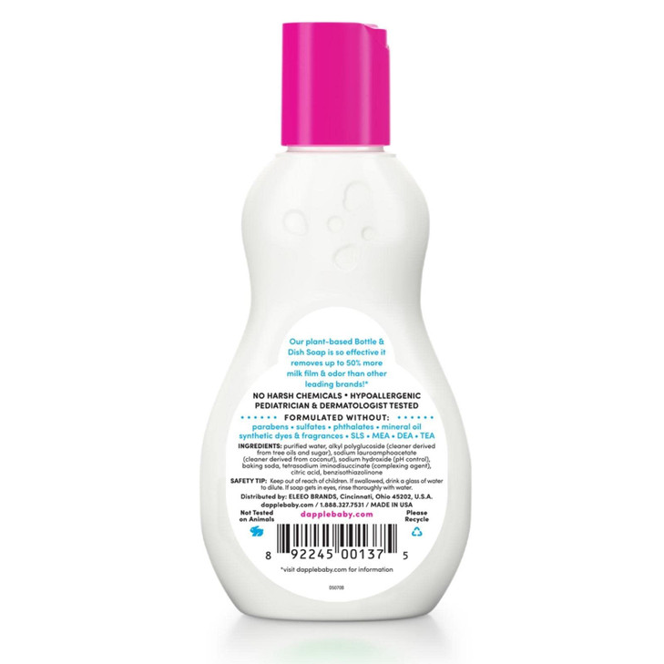 Dapple Baby Bottle Soap & Dish Soap Baby, Fragrance Free, Plant Based Dish Liquid for Dishes & Baby Bottles - Hypoallergenic Soap, Liquid Soap, 30 Fl