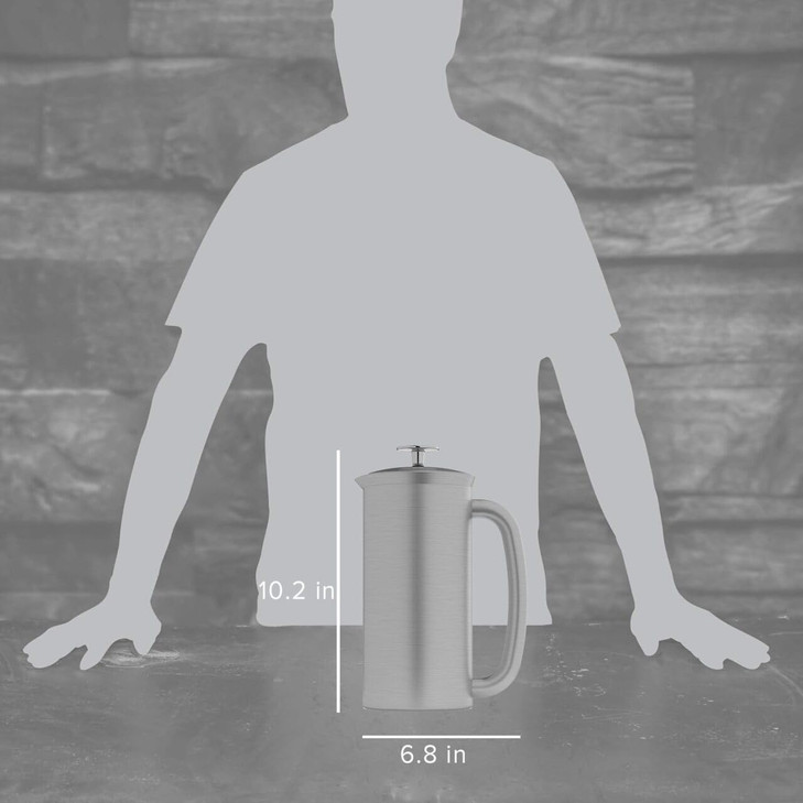 ESPRO P7 Brushed Stainless Steel French Press 304  Patented Double Walled Micro-Filter Insulated French Press Coffee Maker, Grit-Free Brew - Heat Re
