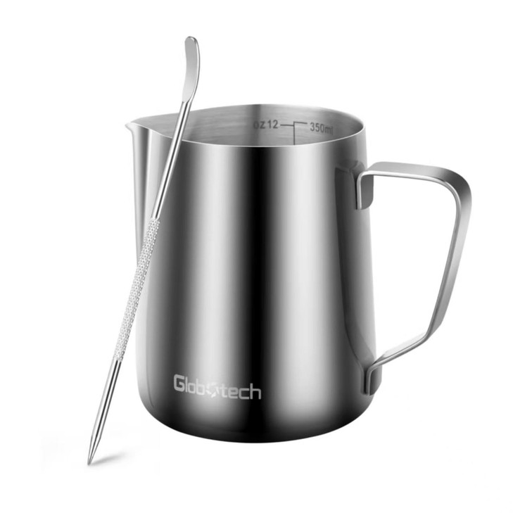 Stainless Steel Milk Frothing Pitcher 12 Oz, 350ml Latte Art Cup Espresso Machine Accessories, Steaming Jug for Cappuccino Coffee Milk Hot Chocolate