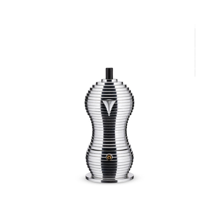 Alessi MDL02/3 B "Pulcina" Stove Top Espresso 3 Cup Coffee Maker in Aluminum Casting Handle And Knob in Pa, Black