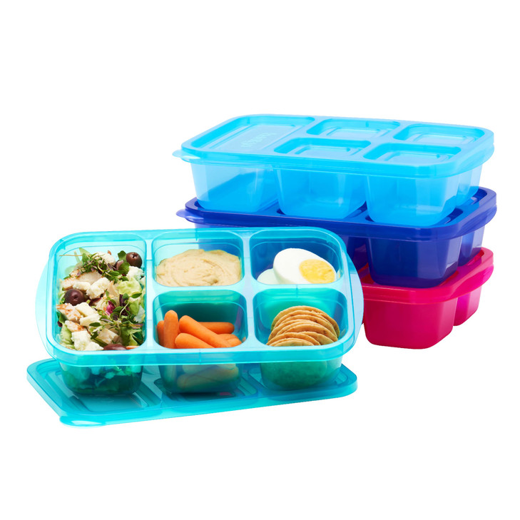 Bentgo Easyboxes - Reusable 5-Compartment Food Containers, Stackable 8-Piece Set, 4 Trays & 4 Lids, BPA-Free Food Storage for Meal Prep, School, & Wo