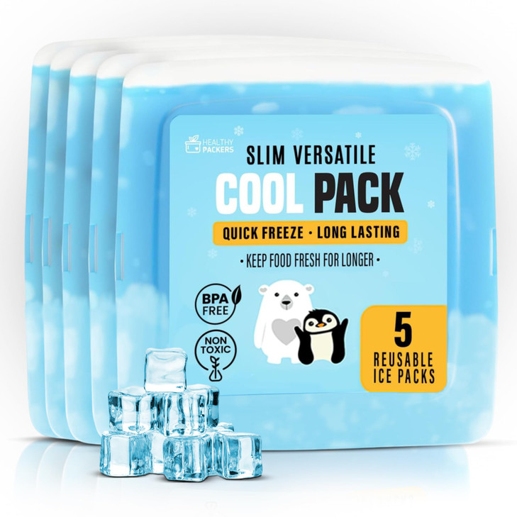Healthy Packers® Slim Reusable Ice Packs for Lunch Boxes Kids and Adults?|?Long?Lasting Thin Freezer Packs for Coolers, Bento Boxes, Lunch Bags, Trav