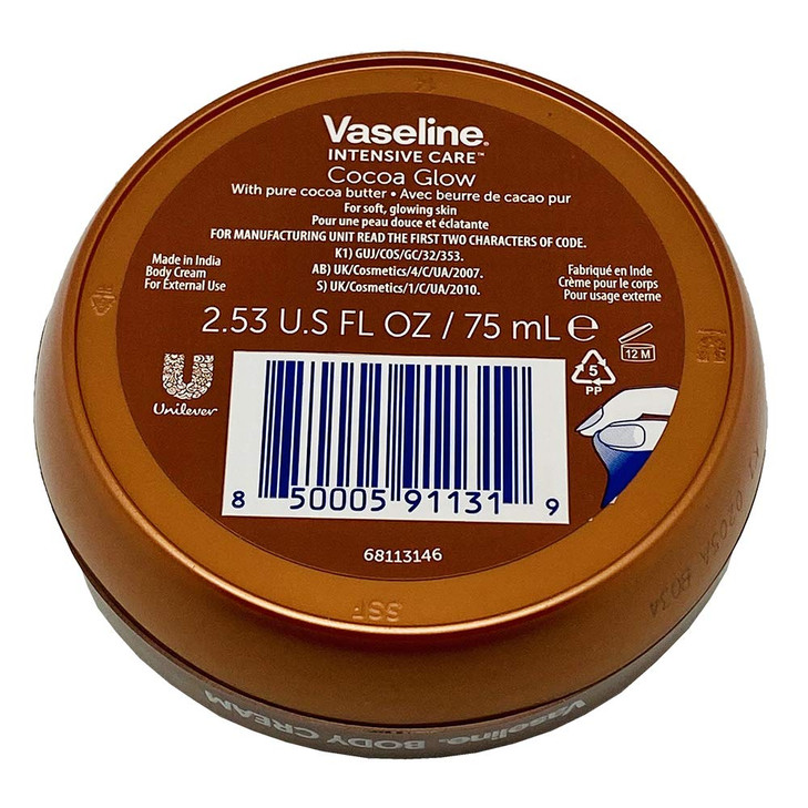 Intensive Care Glow Body Cream - Cocoa by Vaseline for Unisex - 2.53 oz Body Cream