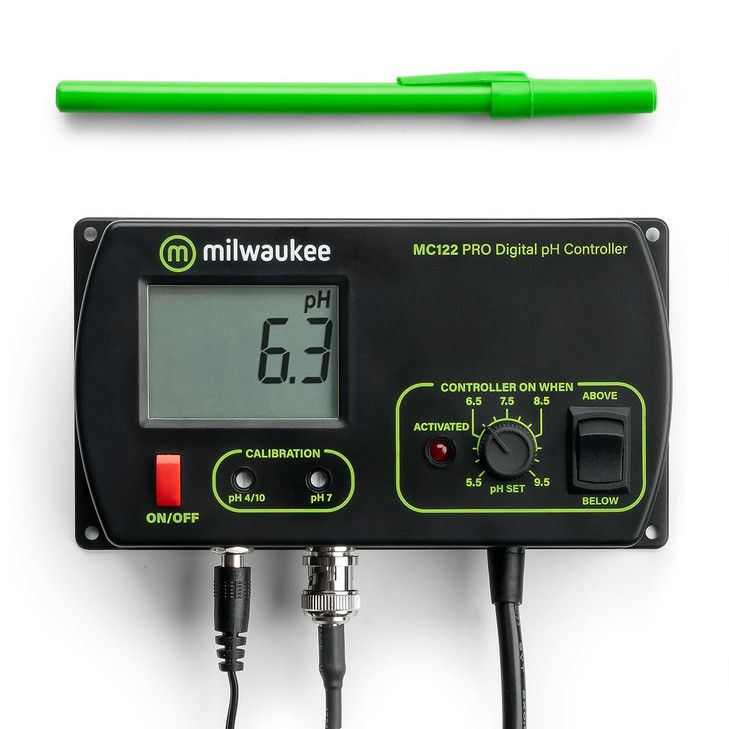 Milwaukee Instruments MC122US pH Controller with Hi/Low Range Alarm, 2 Point Manual Calibration, 0.0 to 14.0 pH Range