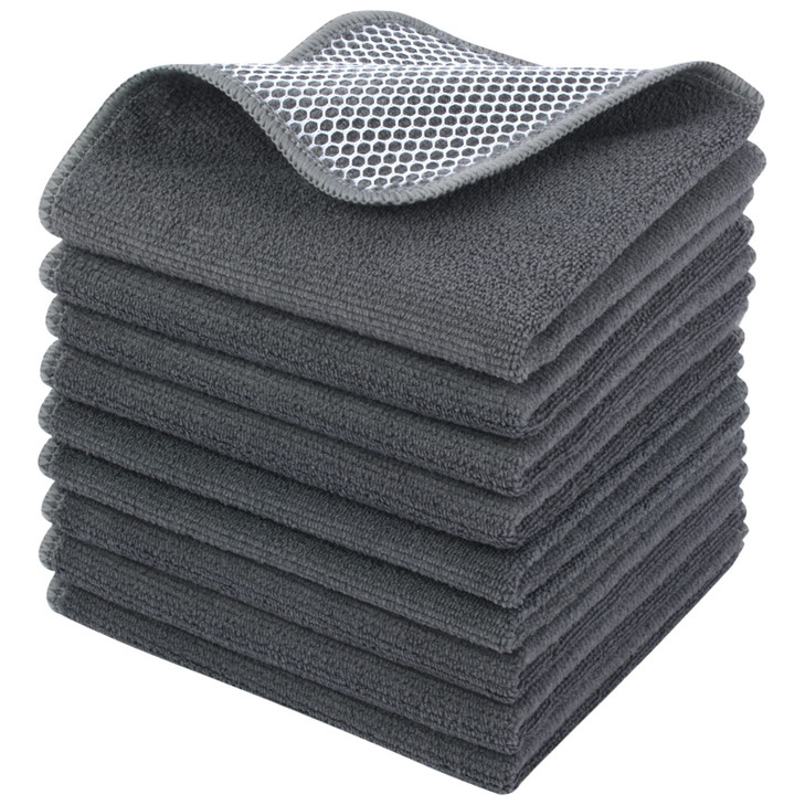 KinHwa Kitchen Washcloths for Dishes Absorbent Microfiber Dish Cloths Quick Dry Dish Rags with Poly Scour Scrub Side Ideal for Kitchen Cleaning and H