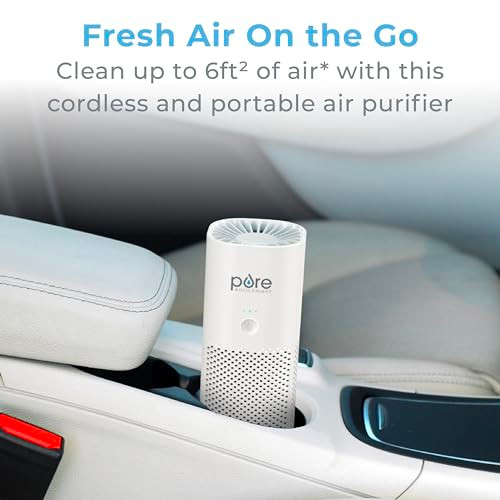 Pure Enrichment PureZone Mini Portable Air Purifier - Cordless True HEPA Filter Cleans Air & Eliminates 99.97% of Dust, Odors, & Allergens Close to Y