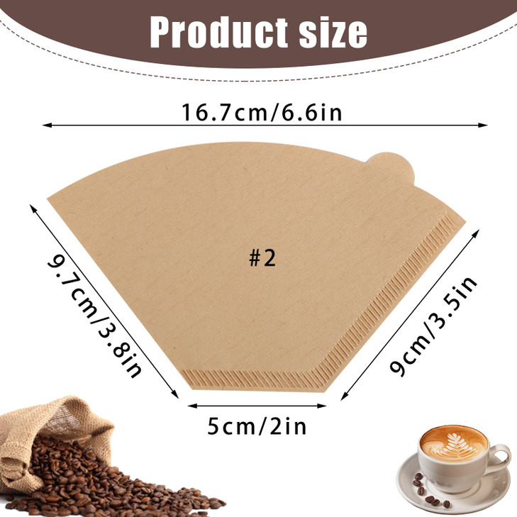 200 Count Coffee Filter #2, 2 Coffee Filters Cone Unbleached Disposable Coffee Filters 2 Cone Paper Fits for Drip and Compatible with Pour Over Coffe