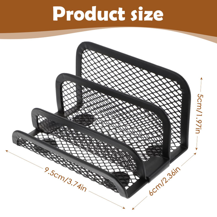 Chris.W Desktop Stacking Business Card File Holder/Stand from, 3-Tier, Metal Mesh Collection (Black)