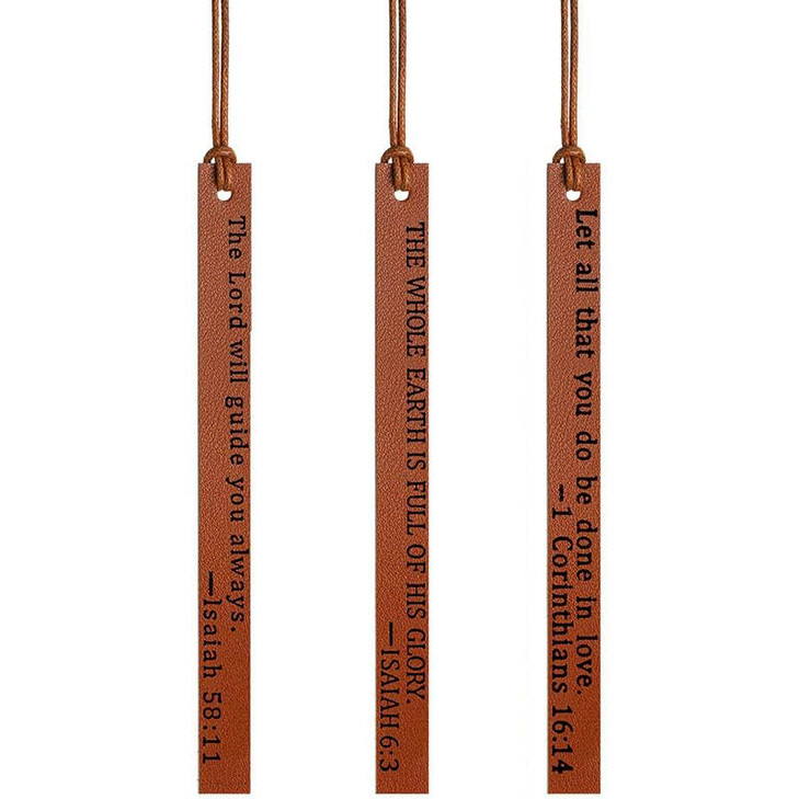 Christian Leather Handmade Bible Bookmarks - 3PCS Bible Verse Page Markers for Men Women, Inspirational Gifts for Book Lovers, Church Book Club Suppl