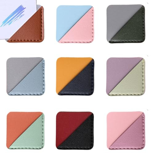 9PCS Leather Square Bookmarks for Reading Lovers, Corner Page Book Marks, Personalized Reading Accessories for School, Office and Home Supplies