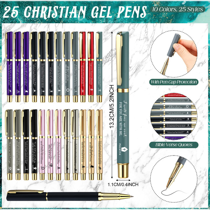 Sayglossy 25 Sets Women Christian Gifts Bulk Bible Verse Gel Pens Religious Compact Mirrors Emergency Bookmarks for Mother Grandmother Daughter Bible