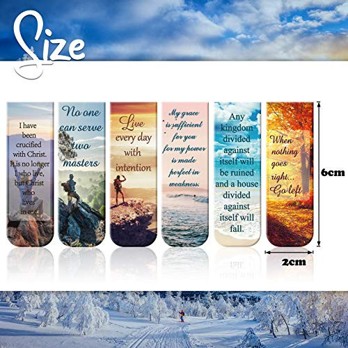 Zonon 12 Pcs Bible Magnetic Bookmark Inspirational Scripture Christian Book Markers Religious Verse Magnetic Bookmark Page Clip Assorted Marker Set w