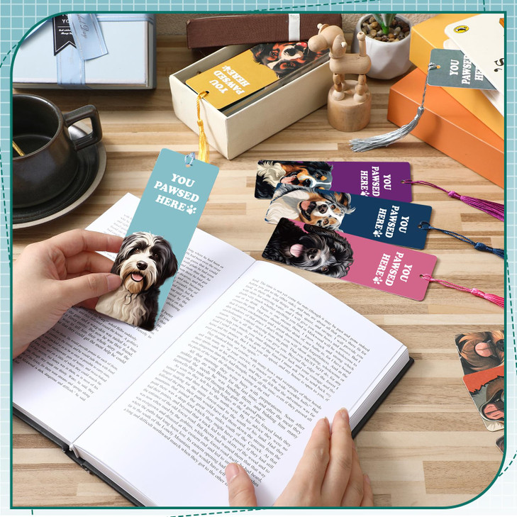 Humyoun 100 Pcs Cute Dog Theme Bookmark Paper Puppy You Pawsed Here Bookmarks Animals Pet Mom Dog Lover Gifts Back School Valentine's Day Exchange Pa