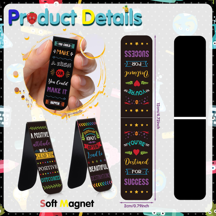 Honoson 48 Pieces Inspiring Magnetic Bookmark Inspiring Theme Magnetic Page Markers Encourage Page Clips Bookmarks Encourage Gifts Supplies Party Fav