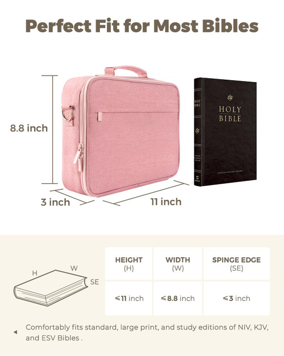 WEMATE Large Capacity Bible Cover Case, Waterproof Study Supplies Tote Bag with Double-Layer Handle & Shoulder Strap, Bag for Women, Girls, Teens, an