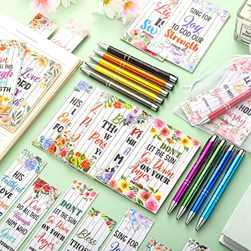 Sinmoe 120 Pcs Mother's Day Bible Gifts Set Include Bible Verses Bookmarks Scripture Ballpoint Pens Christian Notebooks White Organza Bags for Mother