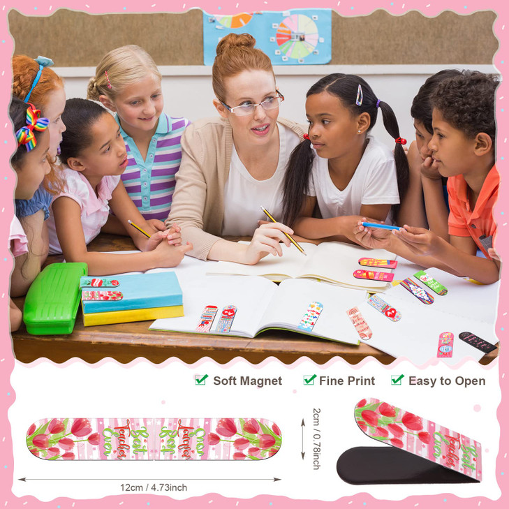 Gersoniel 32 Pcs Teacher Appreciation Gifts Bulk Teacher Magnetic Bookmarks Inspirational Page Clips Thank You Gifts for Employee Staff Xmas Stocking