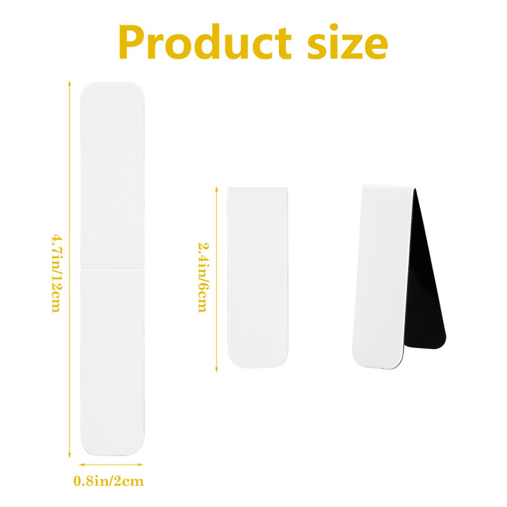 48 Pieces White Magnetic Bookmarks Book Marker Clip Sublimation Bookmarks, Magnetic Page Markers Clips for Kids Students Teachers Classroom Office Re