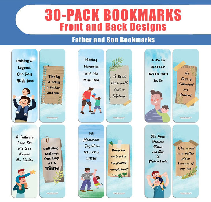Creanoso Father and Son Bookmarks (5-Sets x 6 Cards)  Premium Gifts Bookmarks for Bookworm  Stocking Stuffers for Men, Women, Teen, Adults  Office