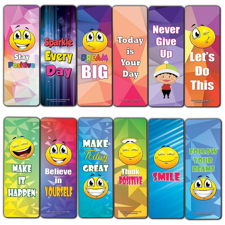 Creanoso Positive Sayings Emoji Bookmarks for Kids (30-Pack)  Premium Gifts Bookmarks for Bookworm  Stocking Stuffers for Men, Women, Teen, Adults