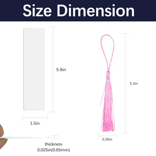 45 Pcs Sublimation Bookmark?5.9"X1.5" X0.65mm Sublimation Bookmark Blank Aluminum Metal Bookmarks Bulk DIY Bookmarks with Hole and Colorful Tassels f