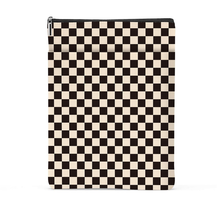 Black Plaid Book Lovers Gifts Book Sleeve Vintage Checkered Waterproof Book Cover Book Pouch Book Protector with Front Pocket Book Club Christmas Bir