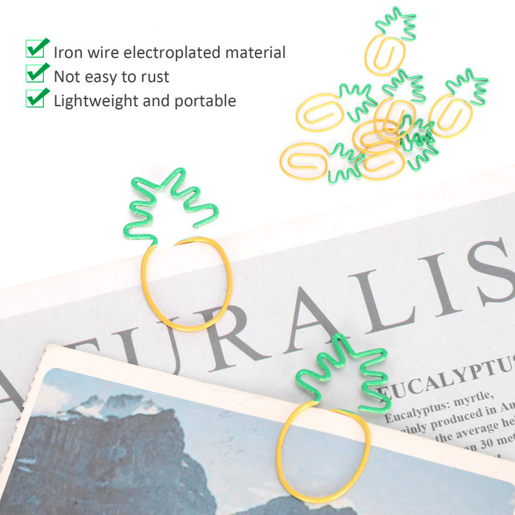 20Pcs Pineapple Paper Clips, Cute Fruit Shaped Colorful Clips for Office Supplies, School Planner, File Organization, Teacher Rewards, Classroom Supp