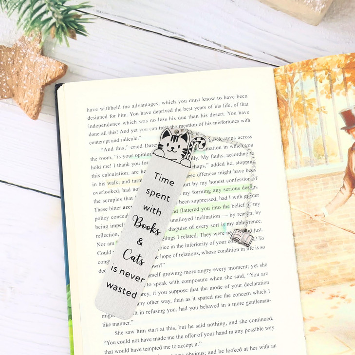 EYEOO 2Pcs Cat Bookmark Gift for Women Cat Lover Book Lover Bookmark for Reading Cute Stainless Steel Book Accessories Birthday Gifts Stocking Stuffe