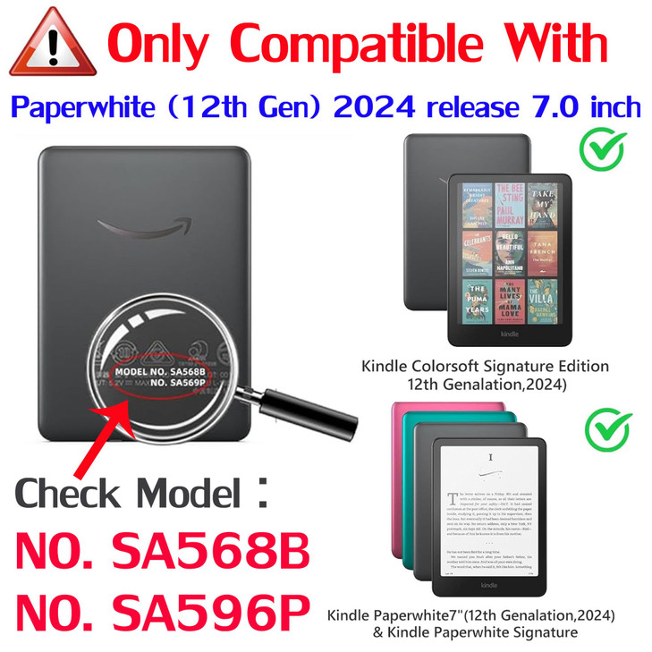 Clear Case for 7" All-New Kindle Paperwhite 12th Generation 2024 & Kindle Colorsoft Signature Edition 2024 7.0 inch,Transparent Soft TPU, Shockproof