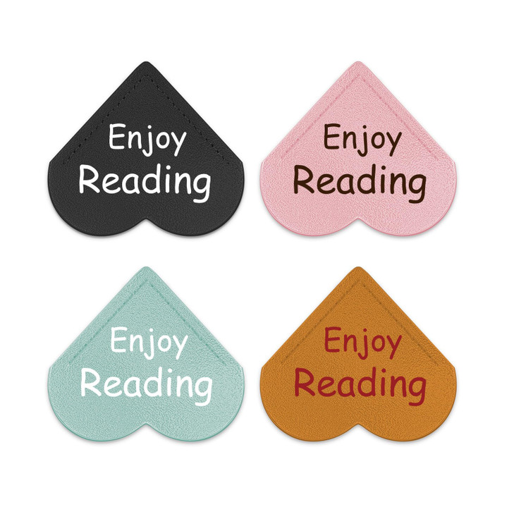 LSVGSAK Leather Heart Bookmarks - 4pcs Corner Page Book Marks Accessories for Women Friends Teachers Students Book Reading Lovers,for School Home Off