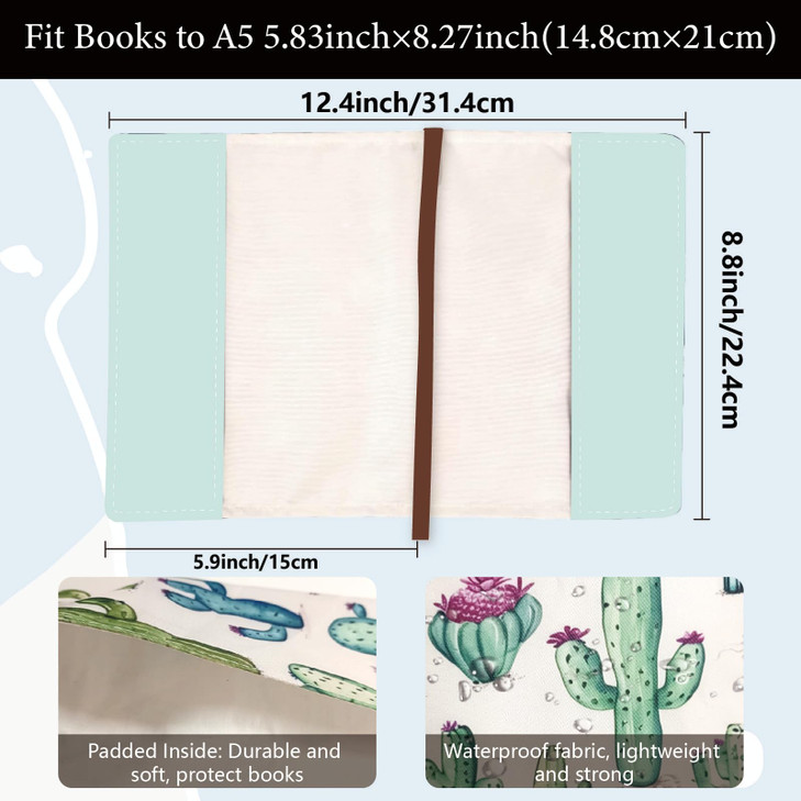 CRASPIRE A5 Polyester Cat Paperback Book Sleeve Cover Protector 12.4x8.8Inch Fabric Book Sleeve Cover Protector for Hardcover Softcover Book Novels L