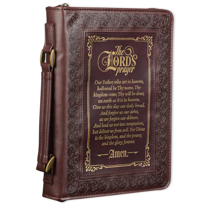 Christian Art Gifts Classic Bible & Book Cover for Men & Women: The Lord's Prayer - Matthew 6:9-13 Sturdy Inspirational Scripture Carry Case Accessor