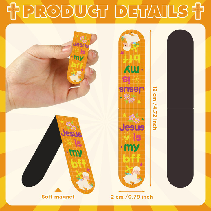 Pasimy 48 Pcs Christian Bookmarks Bulk Bible Verse Magnetic Bookmarks Christian Gifts Religious Inspirational Magnetic Book Marker for Sunday School