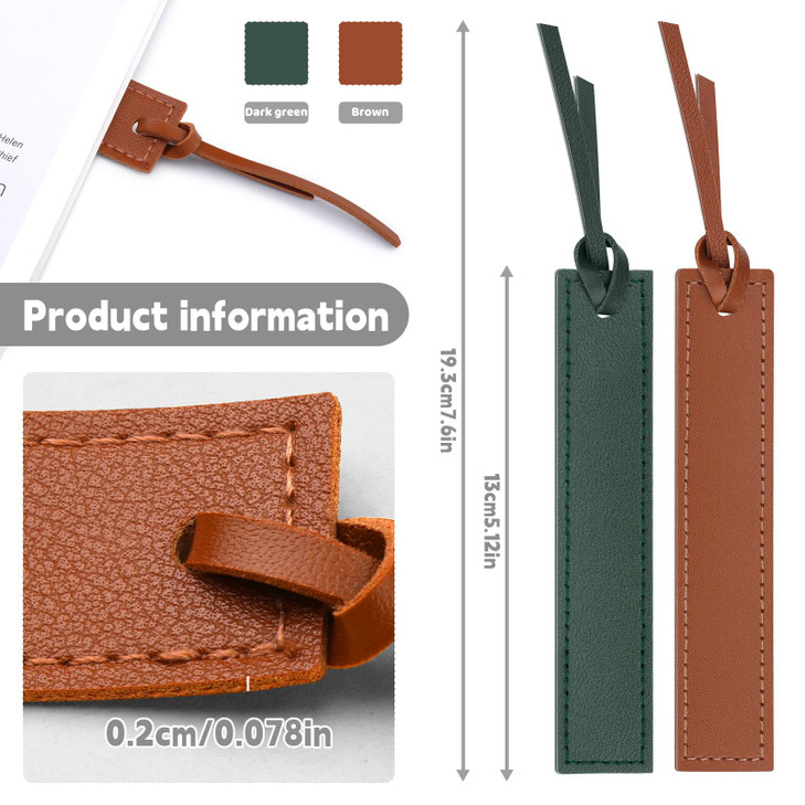 2 Pcs Leather Bookmark, Bookmarks with Leather Rope, Page Markers Reading Presents for Women Men, Book Accessories for Reading Lovers, for School Off