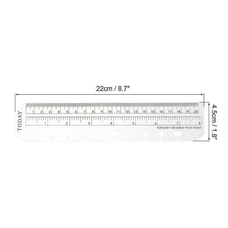 PATIKIL 8.7"x1.8" Bookmark Ruler, 20 Pack Snap-in Ruler Page Marker Book Mark Measuring Tools for A5 Size 6-Hole Binder Notebook, Clear